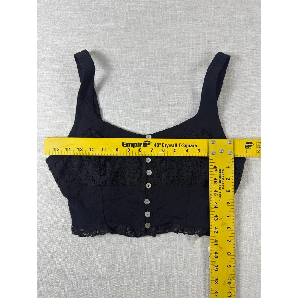 Intimately Free People Black Lace Button Front Crop Top Size L